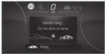 30 LIM TO 0 min Vehicle rising... Do not drive on ramp Rising