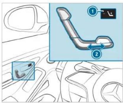 Diagram showing car seatbelt mechanism with labeled parts and directional arrows
