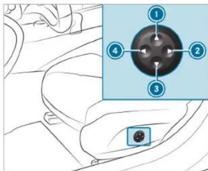 Diagram of car seatbelt with numbered labels pointing to key components