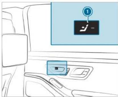 Diagram showing a car interior with a highlighted location pin labeled '1' and a device icon, likely indicating navigation or location.