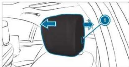 Diagram showing a car seatbelt with directional arrows and numbered label '1' pointing to the seat.