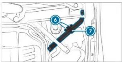 Technical diagram of a mechanical component with numbered parts labeled 6 and 7