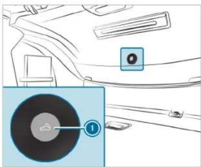 Diagram showing car interior with labeled camera and sensor points, including a zoomed-in circular detail view.