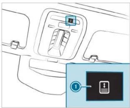 Diagram showing car interior with a device labeled 'P' and an icon pointing to a warning sign, likely indicating a warning or alert.