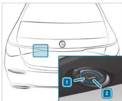 Mercedes-Benz Maybach S-Class (2024) - Unlocking the trunk lid with the emergency key - 1