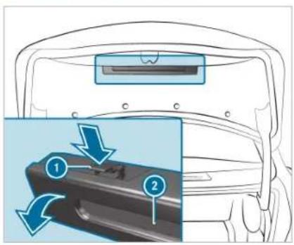 Diagram showing airflow or movement of a device inside a vehicle, with numbered arrows indicating direction and components.