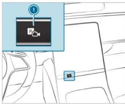 Diagram showing a car interior with a parking seat and a location pin, labeled with number 1