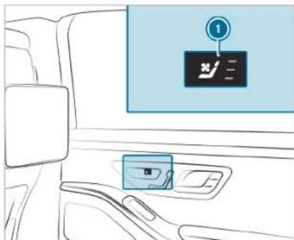 Diagram showing a car interior with a digital display labeled '1' and a small device icon, likely indicating a location or status.