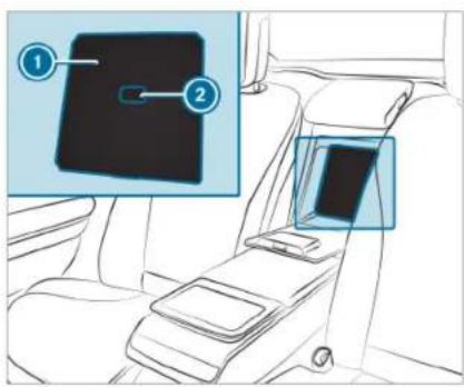 Diagram showing a car seatbelt with labeled parts, highlighting two highlighted sections with numbered annotations.