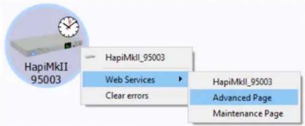 HapiMkII 95003 HapiMkII_95003 Web Services Clear errors HapiMkII_95003 Advanced Page Maintenance Page