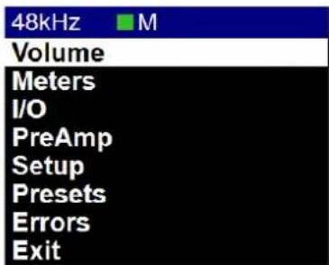 48kHz ■ M Volume Meters I/O PreAmp Setup Presets Errors Exit