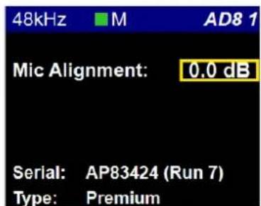 48kHz ■ M AD8 1 Mic Alignment: 0.0 dB Serial: AP83424 (Run 7) Type: Premium