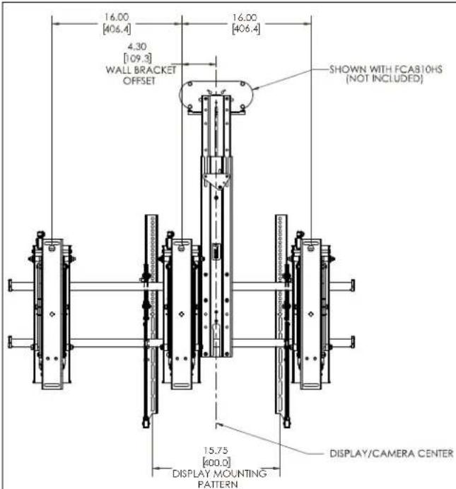 16.00 [406.4] 4.30 [109.3] WALL BRACKET OFFSET 16.00 [406.4] SHOWN WITH FCAB10HS (NOT INCLUDED) 15.75 [600.0] DISPLAY MOUNTING PATTERN DISPLAY/CAMERA CENTER