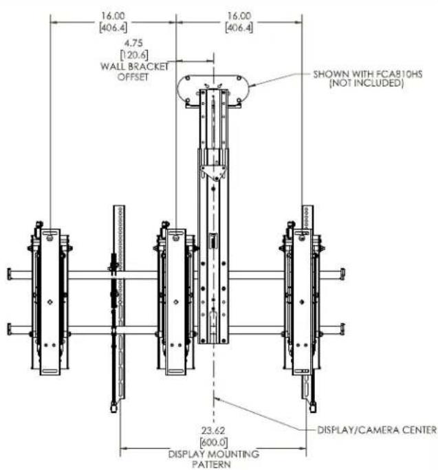 16.00 [406.4] 4.75 [120.6] WALL BRACKET OFFSET 16.00 [406.4] SHOWN WITH FCA810HS (NOT INCLUDED) 23.62 [600.0] DISPLAY/CAMERA CENTER DISPLAY MOUNTING PATTERN