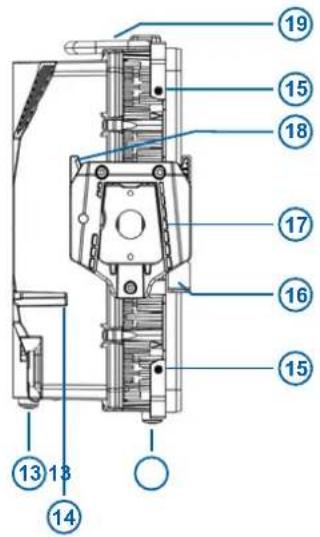 Technical diagram of a mechanical device with numbered components for identification
