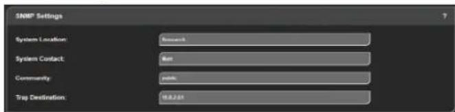 SNMP Settings System Location: Resource System Contact: Run Community: public Trap Destination: 18.2.01