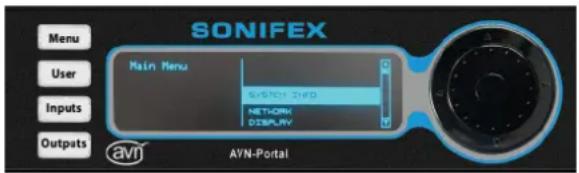 SONIFEX Main Menu AVN Portal NETHORI DISPLAY Menu User Inputs Outputs AVN