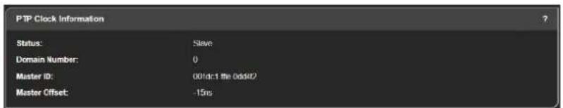 P1P Clock Information Status: Slave Domain Number: 0 Master ID: (01dcr1 the OddID) Master Offset: -15ns