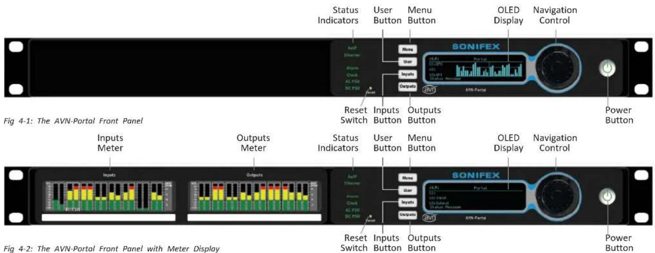 Status Indicators User Button Menu Button OLED Display Navigation Control Sonifex AVN-Portal Alum Check AC PSB DC PSB Reset Inputs Button Outputs Button Power Button Reset Switch Inputs Button Outputs Button Sonifex AVN-Portal Alum Check AC PSB DC PSB Reset Inputs Button Outputs Button Sonifex AVN-Portal Alum Check AC PSB DC PSB Reset Inputs Button Outputs Button Power Button