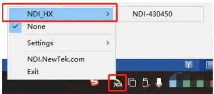 NDI_HX None Settings NDI.NewTek.com Exit NDI-430450