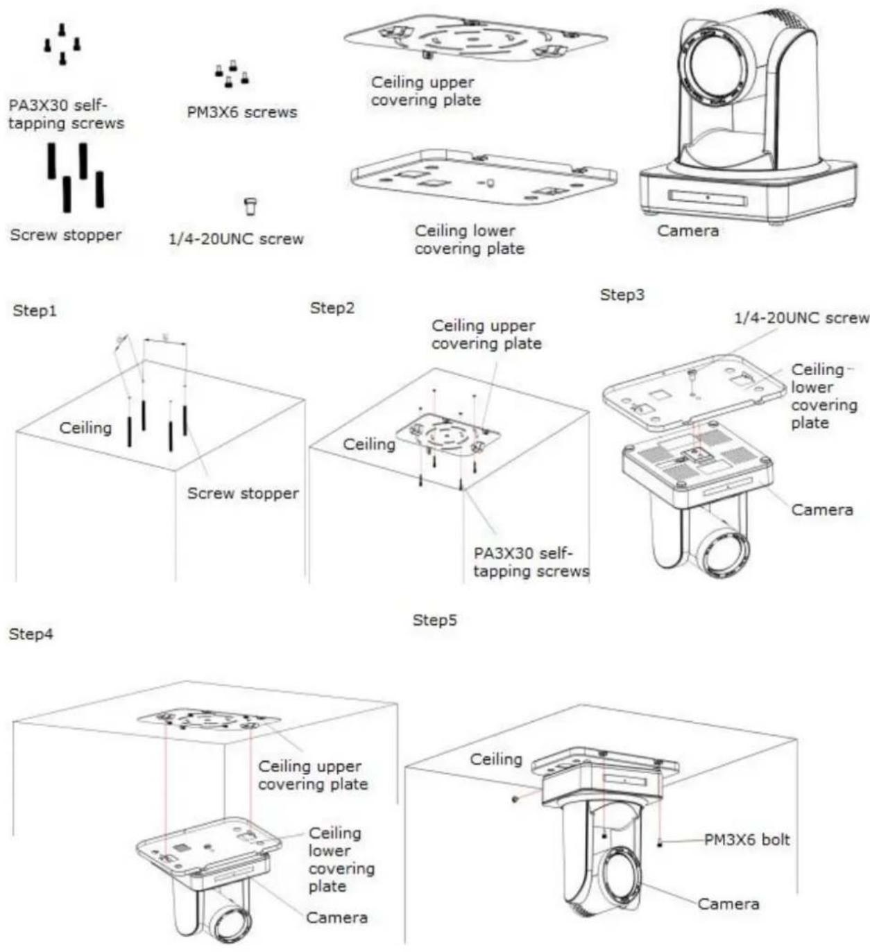 Feelworld NDI20X - 1) Wall mount step - 2