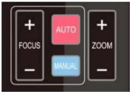 + FOCUS - AUTO + ZOOM - MANUAL -