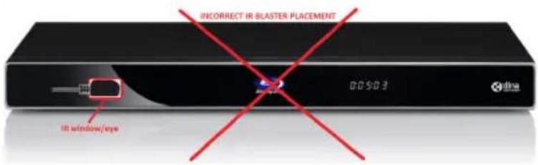 INCORRECT IR BLASTER PLACEMENT IR window/eye 00503