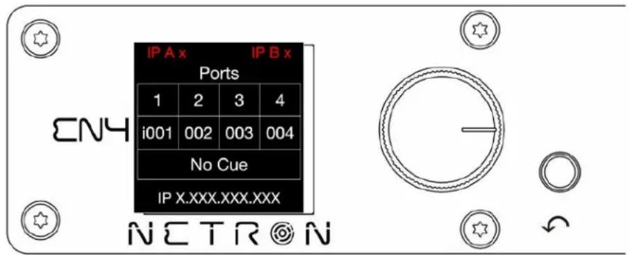IP A x IP B x Ports 1 2 3 4 i001 002 003 004 No Cue IP X.XXX.XXX.XXX ENY N E T R O N