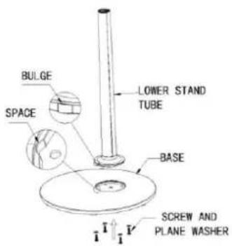 BULGE SPACE LOWER STAND TUBE BASE SCREW AND PLANE WASHER