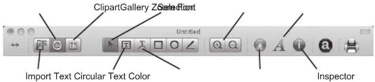 ClipartGallery Z SelectFont Untitled Import Text Circular Text Color Inspector