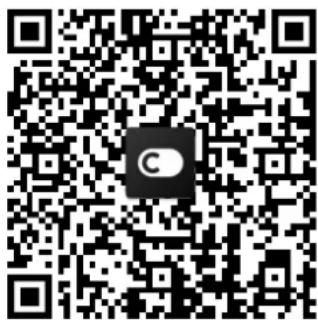 QR code with a central logo containing the letter 'C'