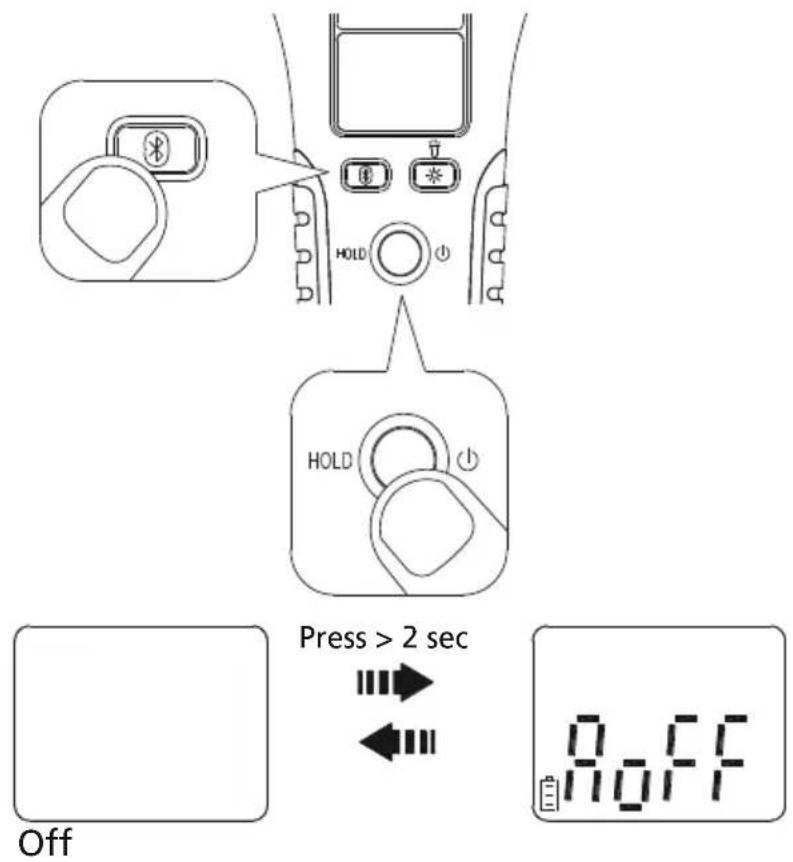 HOLD HOLD Press > 2 sec OFF No Off