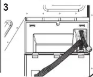 Technical line drawing of a mechanical device with a coiled cable or spring attached to a housing (no text or symbols).