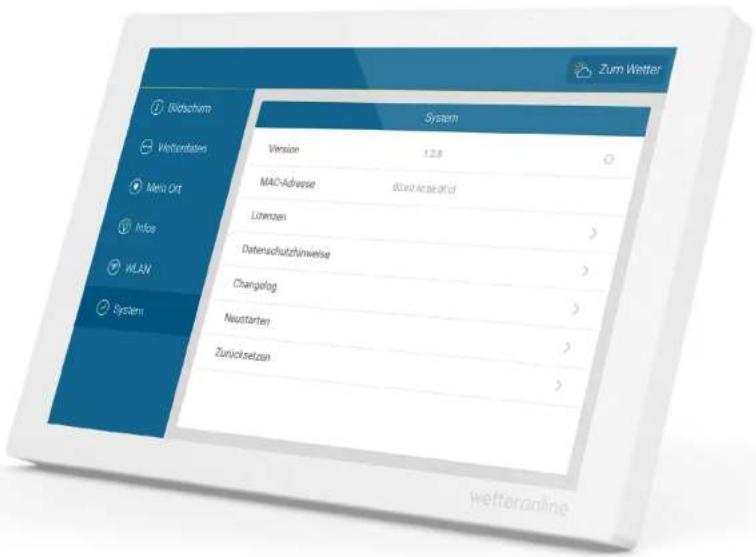Zum Wetter System Version 1.28 MAC-Adresse d'au-Arcisand Löwenzen > Daterschutzümwisse > Changelag > Neustarten > Zurücknetzen >