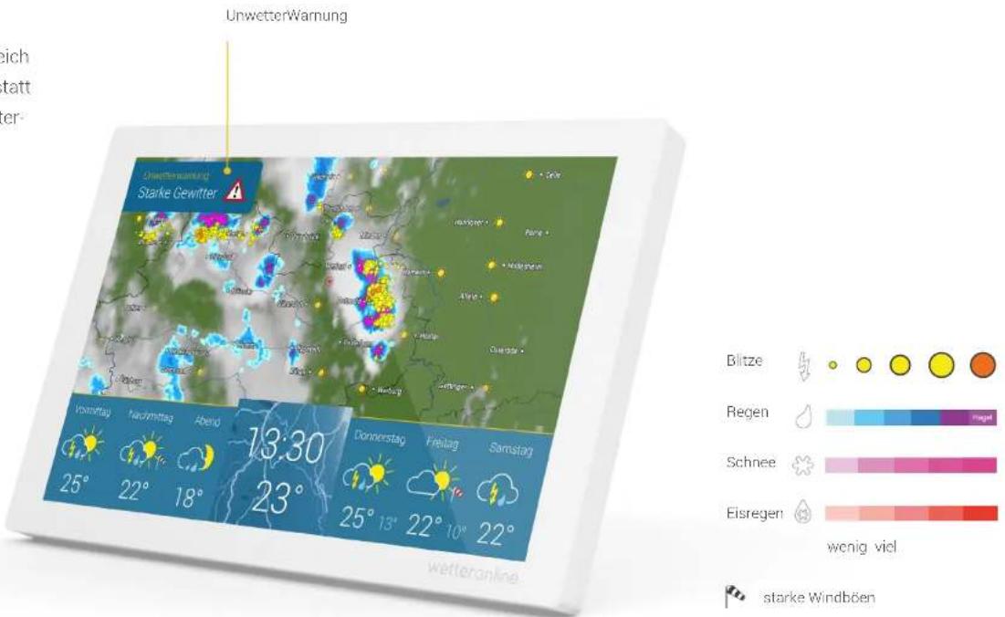 UnwetterWarnung Starke Gewitter Vomertag Nachmittag Hörd 13:30 23° Donnerstag Freitag Samstag Wetteronline Blitze Regen Schnee Eisregen wenig viel starke Windböen