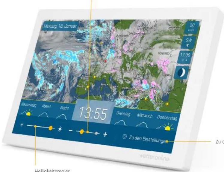 Montag, 15 Januar 20 SW 17:00 Nachwettig Abend Nacht 13:55 Dienstag Mittwoch Donnerstag © Zu den Einstellungen Zu d helligkeitsregler wetteronline