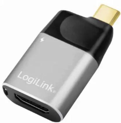 Close-up of a LogiLink device with metallic and gold casing (no visible text or symbols on body)
