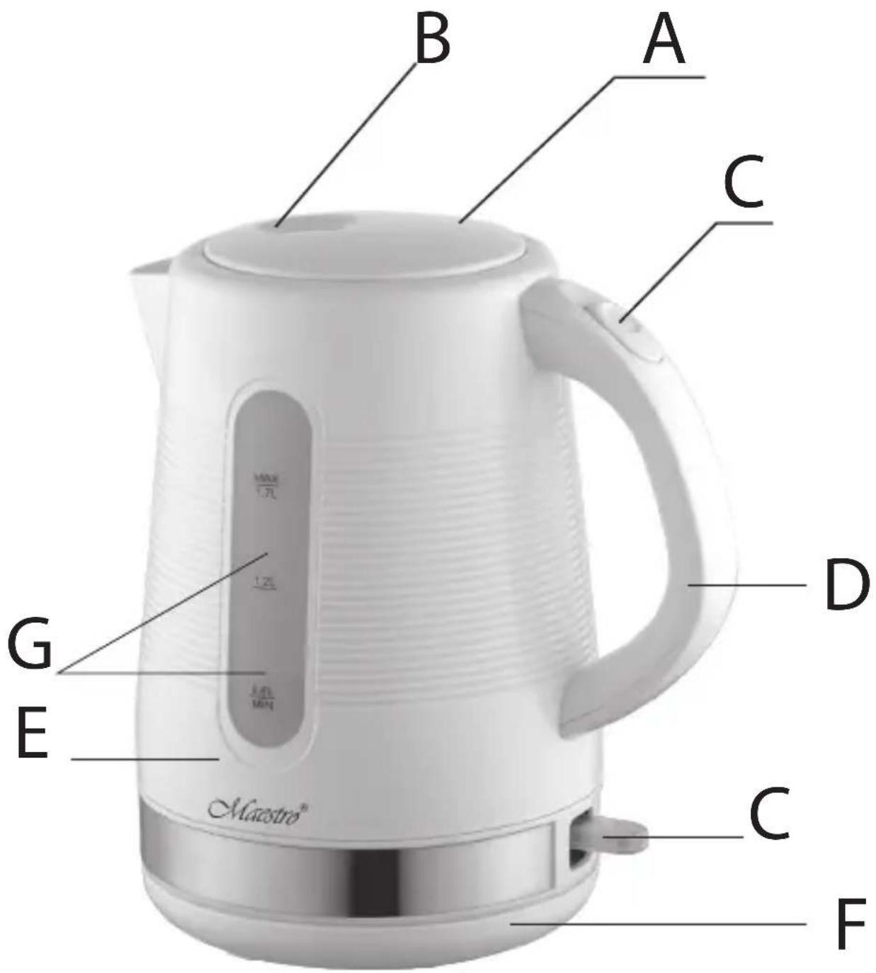 B A C MAX 1.2L D G E J.M.L. MIN C F Mastro®