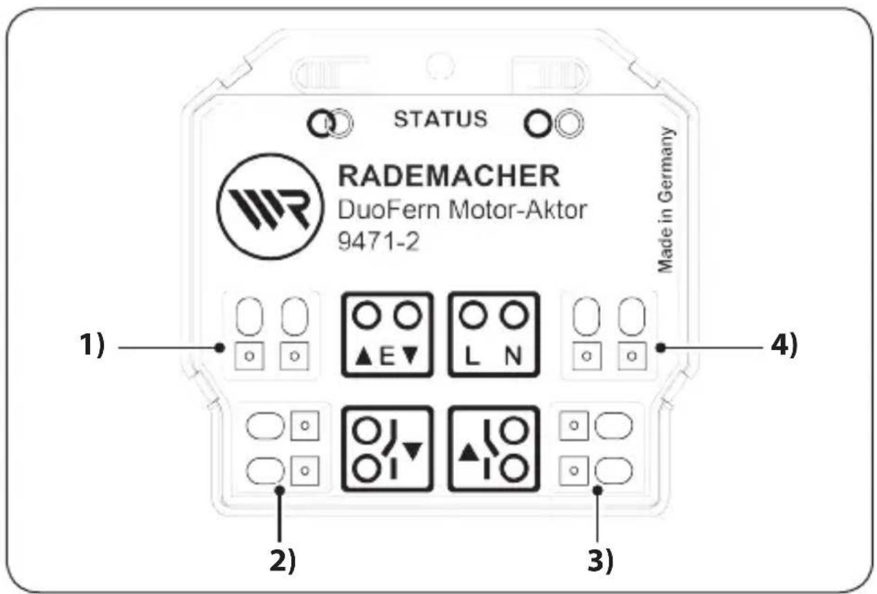 STATUS RADEMACHER DuoFern Motor-Aktor 9471-2 Made in Germany 1) 2) 3) 4)