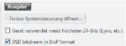 Ausgabe Treiber Systemsteuerung öffnen... Gerät verwendet meist höchsten 24-Bits (Lyro, etc.) DSD-bitstream in DoP format