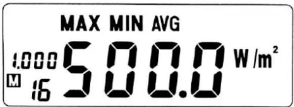 MAX MIN AVG 1.000 500.0 W /m² M 16 500.0