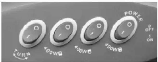 TURN 400W 400W 400W POWER OFF 1 ON