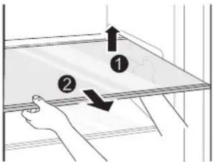 Diagram showing two labeled arrows pointing to a screen-like object, with numbered annotations 1 and 2 indicating positions or directions.