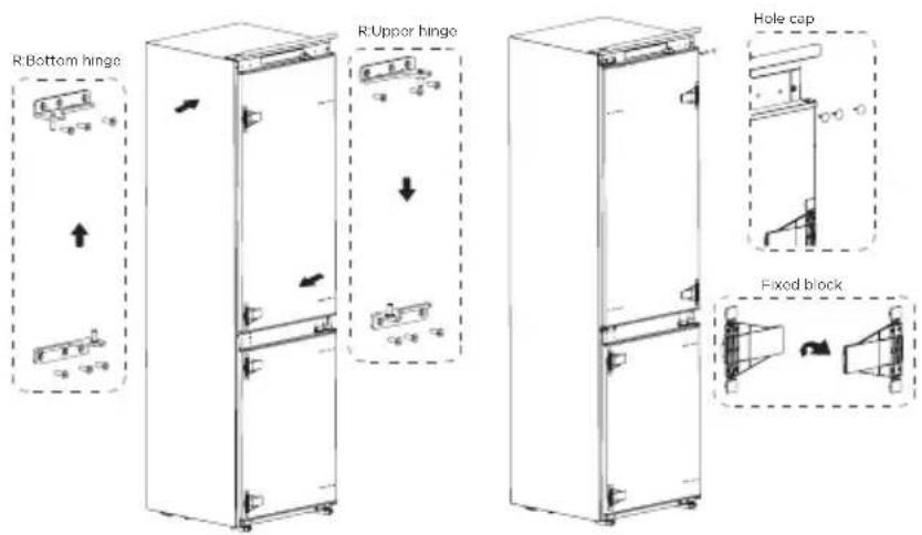R:Bottom hinge R:Upper hinge Hole cap Fixed block