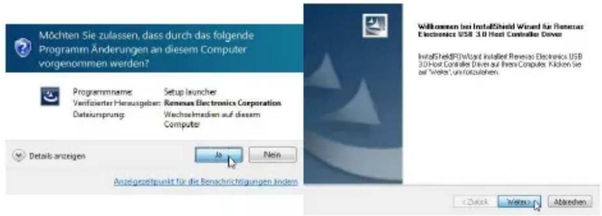 Möchten Sie zulassen, dass durch das folgende Programm Änderungen an diesem Computer vorgenommen werden? Programmname: Setup launcher Verifizierter Herausgeber: Renemus Electronics Corporation Dateiursprung: Wechselmedien auf diesem Computer Details anzeigen Jo Nein Anzeigesetpunkt für die Benachrichtigungen ändern Willkommen bei InstallShield Wizard für Renemus Electronics USB 3.0 Host Controller Driver InstallShield(R)Wizard installed Renemus Electronics USB 3.0 Host Controller Driver auf them Computer. Klicken Sie auf "Weler", un fortzulahen. < Back Weler> Abrechen