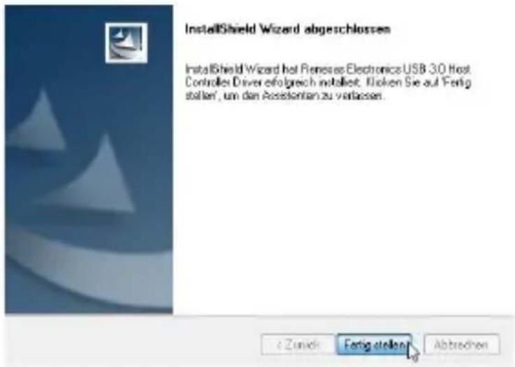 InstallShield Wizard abgeschlossen InstallShield Wizard hat Remeras Electronics USB 3.0 Host Controller Driver erfolgreich installet. Informationen Sie auf 'Fertig ställen', um den Assistant zu verbessert.