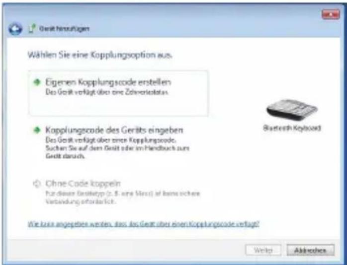 Geräte hinaufügen Wählen Sie eine Kopplungsoption aus. • Eigenen Kopplungscode erstellen Des Gerät verfügt über eine Zehnerleistats. • Kopplungscode des Geräts eingeben Des Gerät verfügt über einen Kopplungscode. Suchen Sie auf dem Gerät oder im Handbuch zum Gehlt darisch. • Ohne Code koppeln für dieser Gesichtyp (z. S. eine März) auf keine sichere Verbindung erordarlich. Wie dazu angegeben werden, dass das Gerät über einen Kopplungscode verfügt? Help Abbeschen