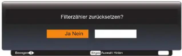 Filterzähler zurücksetzen? Ja Nein Bewegen Eingabe Auswalt Hinteln