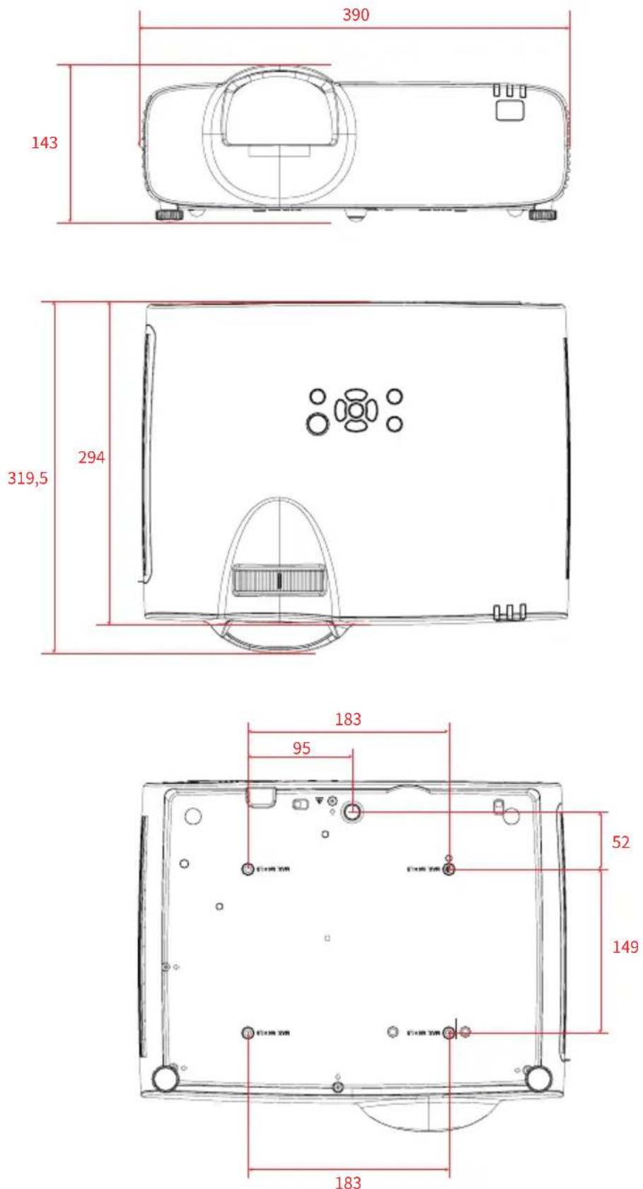 RICOH PJ WUL5A50 - Externe Maße - 3