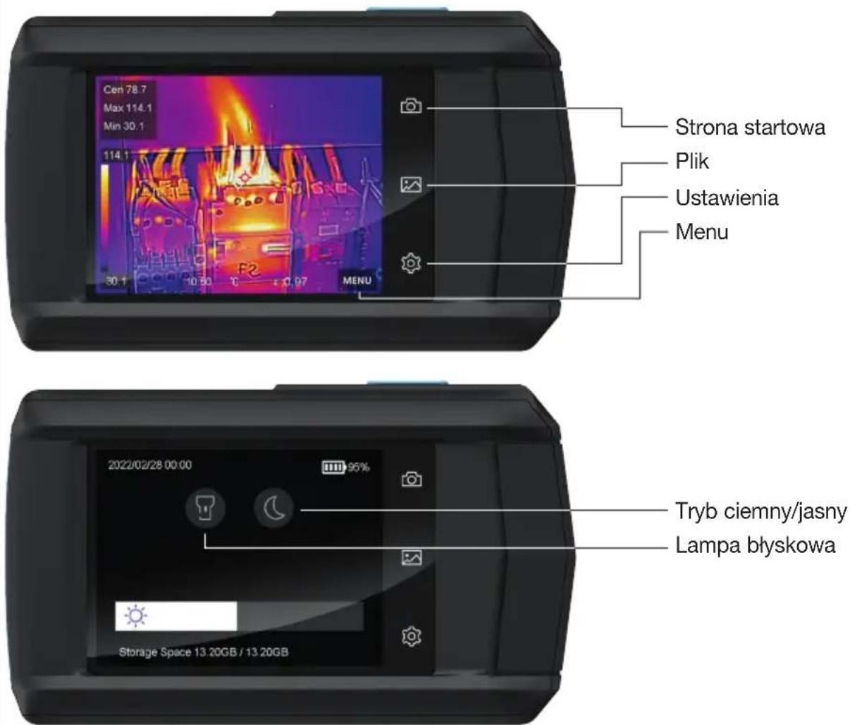 Cen 78.7 Max 114.1 Min 30.1 114.1 Strona startowa Plik Ustawienia Menu 30.1 10:30 °C - 0.07 MENU 2022/02/28 00:00 95% Tryb ciemny/jasny Lampa błyskowa Storage Space 13.20GB / 13.20GB